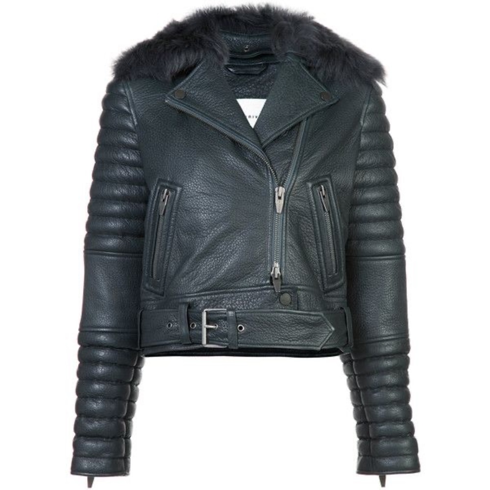 The Arrivals Leather Rainier Jacket with Removable Shearling Collar
